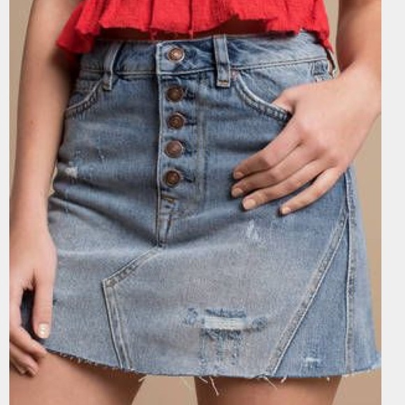 Free People Mini A-Line Denim Skirt - Picture 3 of 4